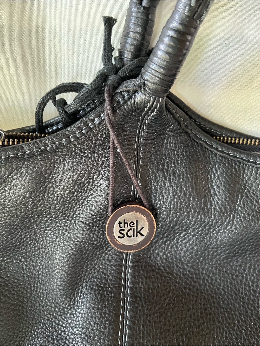 The Sak Black Pebbled Leather Tote with Wrap Handles
